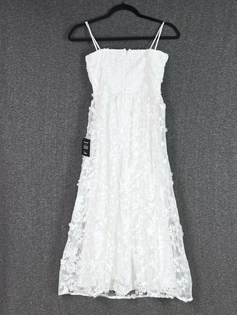 Lulus Quite Perfect White Floral Embroidered Strapless Midi Dress Size S NWT - Picture 6 of 10